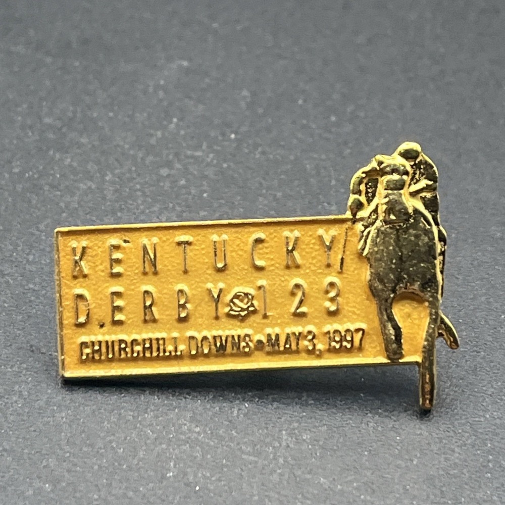 Kentucky Derby 123 Gold Tone Horse Racing Churchill Downs Lapel Hat Pin